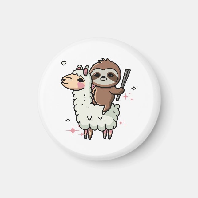 Aimant Bébé paresseux et lama mignons  (Devant)