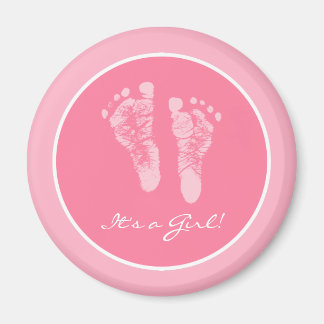 Aimant Bébé rose mignonne Empreintes C'est un Baby shower