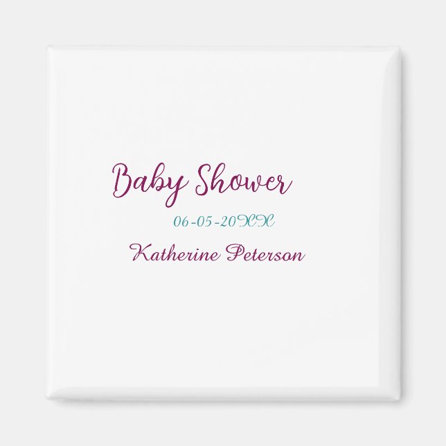 Aimant Bébé shower nom date animal oreille mignon bleu ja (Devant)