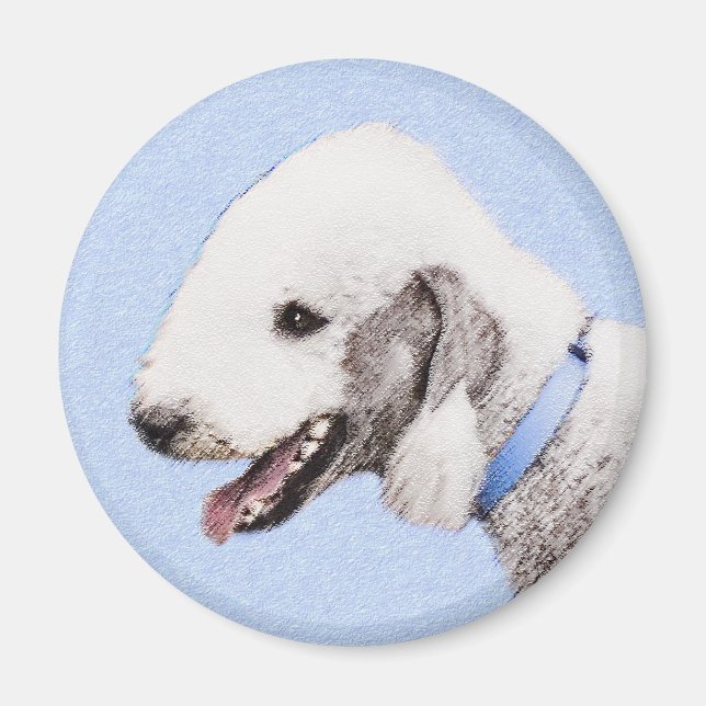 Aimant Bedlington Terrier Peinture - Art Chien original (Devant)