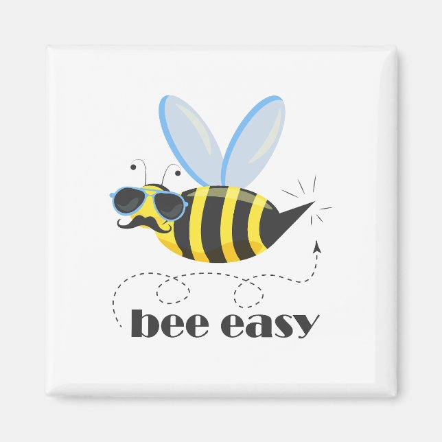 Aimant Bee caractère avec mustache lunettes de soleil Bee (Devant)