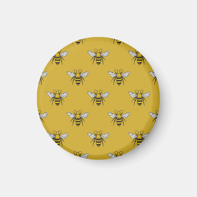 Aimant Bee Haven : Motif jaune Vintage (Devant)