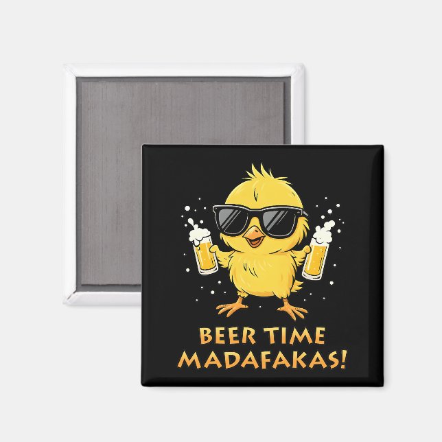 Aimant Beer Time Madafakas Drôle Mème Duck Goose Retro (Recto/Verso)