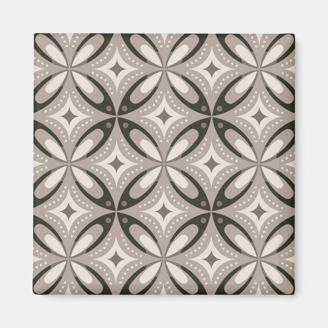 Aimant Beige and Brown Retro circular shapes (Devant)