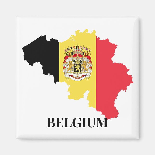 Aimant Belgique Silhouette, drapeau, (Devant)
