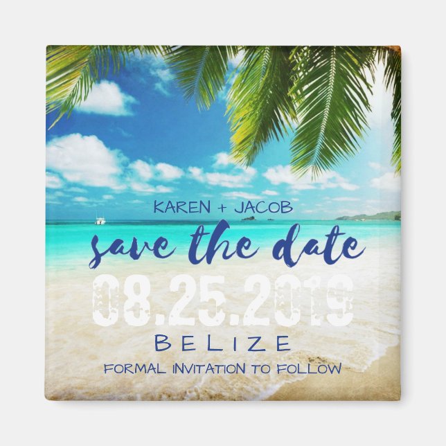 Aimant Belize Beach Destination Mariage Enregistrer la da (Devant)