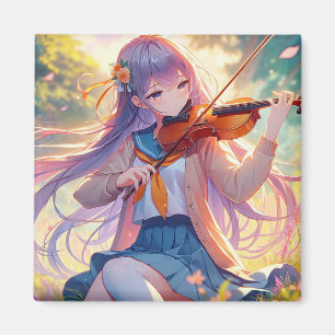 Aimant Belle Anime Girl Jouant du Violon