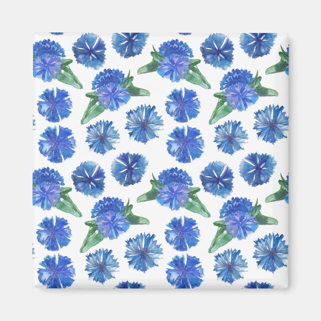 Aimant Belle aquarelle bleu cornfleurs (Devant)