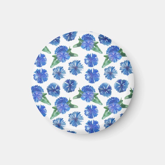Aimant Belle aquarelle bleu cornfleurs (Devant)