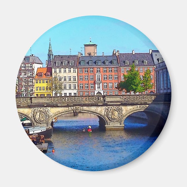 Aimant "Belle Copenhague", Photo / Peinture numérique (Devant)