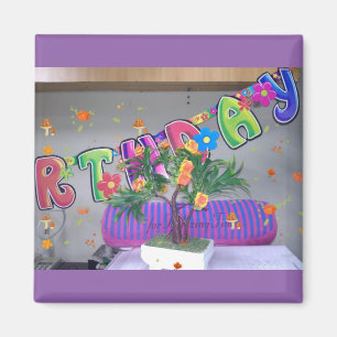 Aimant Belle couleur Art d'anniversaire Imprimer