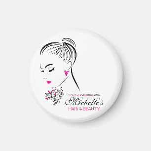 Aimant Belle femme avec boucles d'oreilles roses marque