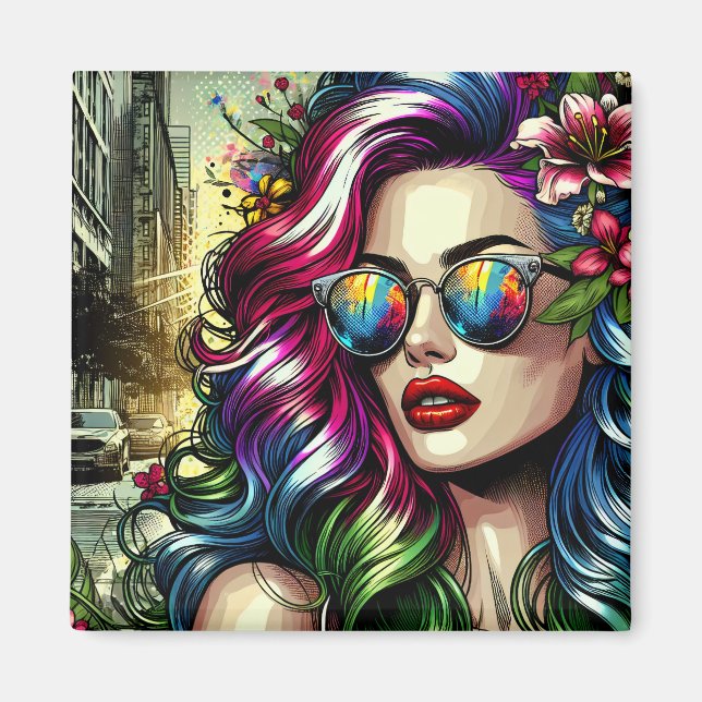Aimant Belle Femme en Ville (Devant)