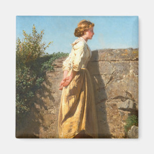 Aimant Belle femme regardant le mur (Vintage)