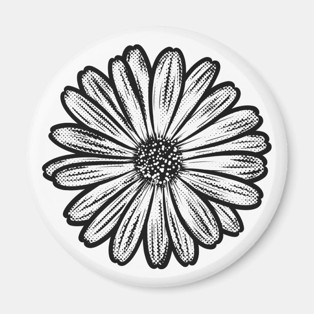 Aimant Belle Fleur de marguerite, Illustration de demi-te (Devant)
