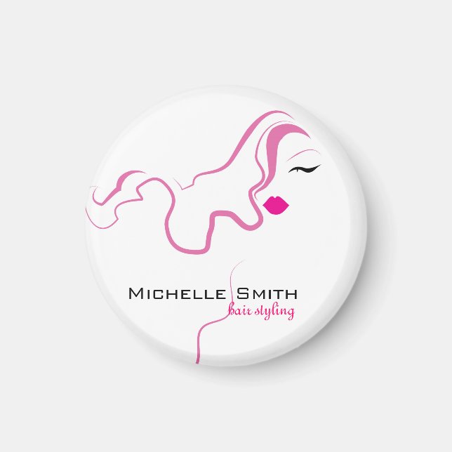 Aimant Belle icône de fille aux cheveux roses Marque de c (Devant)