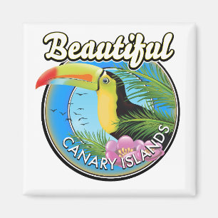 Aimant Belle île des Canaries logo de style vintage