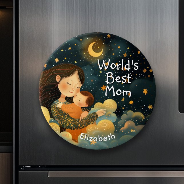 Aimant Belle illustration de Mère & Enfant | Fête des mèr (Cute Illustration of Mother & Child | Mother's Day Magnet)
