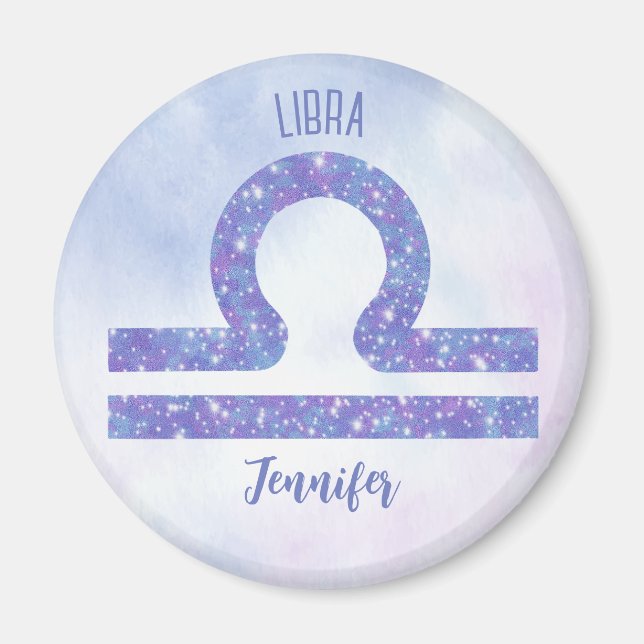 Aimant Belle Libra Astrologie Signe Personnalisé Violet (Devant)
