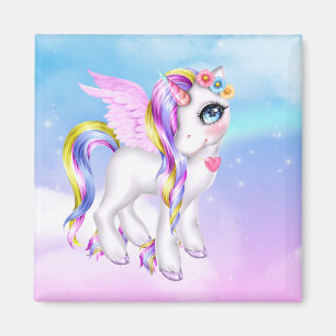 Aimant Belle licorne avec Rainbow Mane & Tail