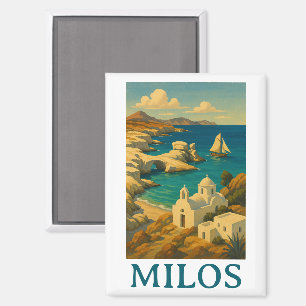 Aimant Belle Milos Grèce Vintage voyage Imprimer