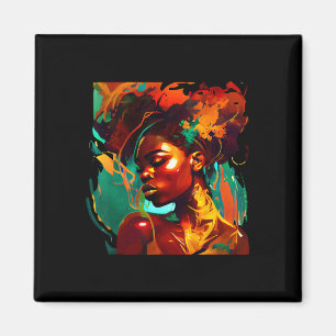 Aimant Belle œuvre d'art noire femme afro-américaine pein