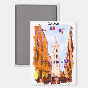 Aimant Belle peinture aquarelle de Zadar Croatie