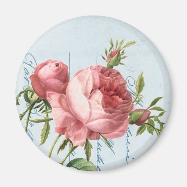 Aimant Belle rose vintage (Devant)