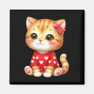 Aimant Belle Saint Valentin Chat Kitten Avec Coeur