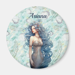 Aimant Belle Sirène aux Cheveux Bleus