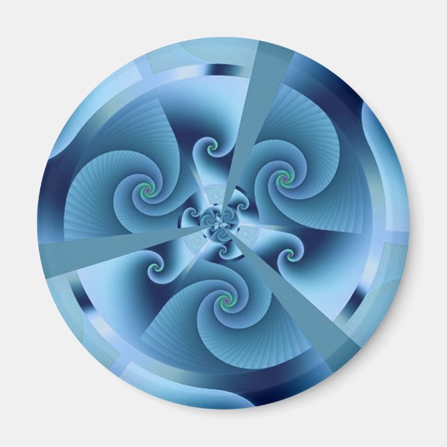 Aimant Belle Spirale Bleue Belle Fractale Art (Devant)