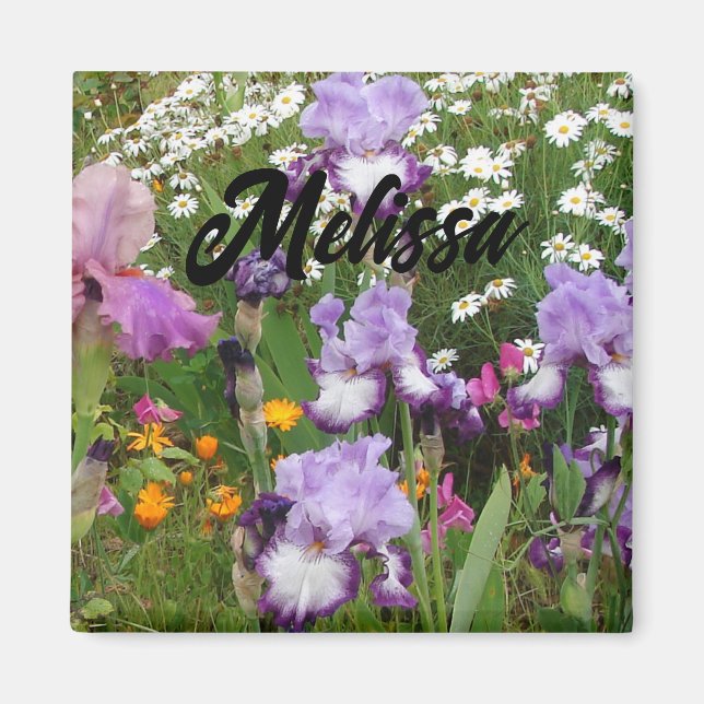 Aimant Belles Iris Violettes Irides fleur floral Jardin (Devant)