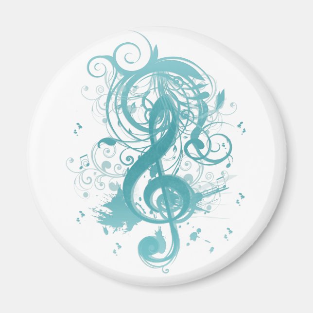 Aimant Belles notes de musique cool avec des tourbillons (Devant)
