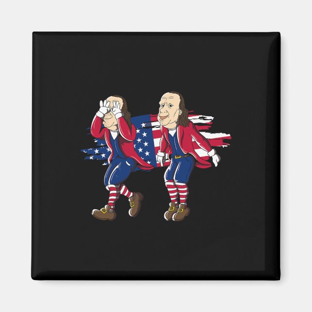 Aimant Ben Franklin Griddy Drapeau Américain 4 Juillet  (Devant)