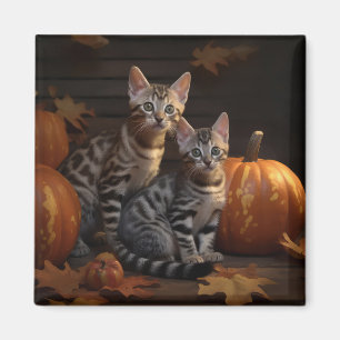 Aimant Bengal Kitten Automne Citrouille de plaisir