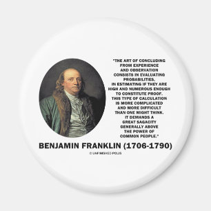 Aimant Benjamin Franklin évaluant la citation de