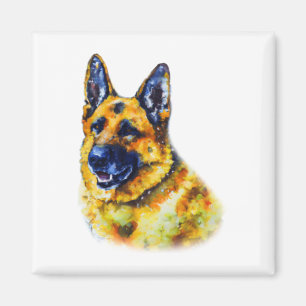 Aimant Berger allemand aquarelle