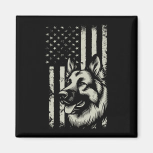 Aimant berger allemand drapeau américain patriotique quat