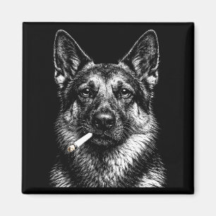 Aimant Berger allemand fumant mème drôle de chien de gang