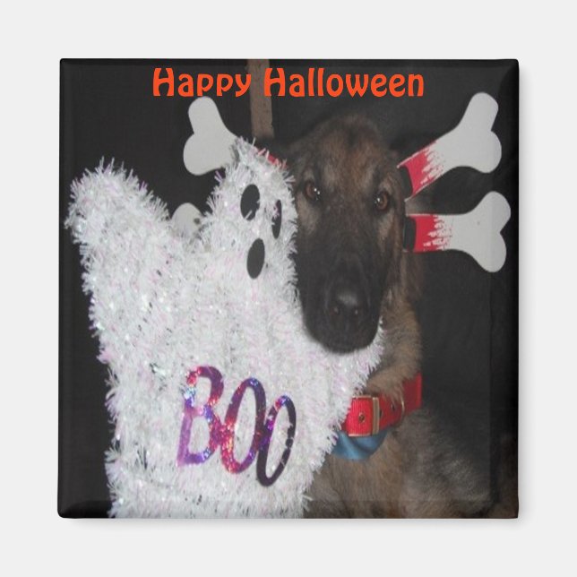 Aimant Berger Allemand Halloween Boo (Devant)