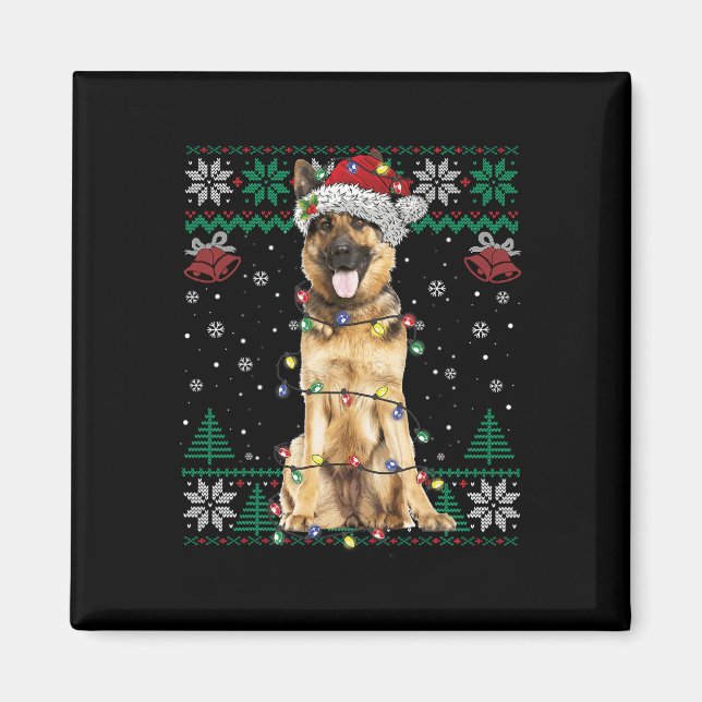 Aimant Berger Allemand Noël Père Noël Sweater Chien lâche (Devant)