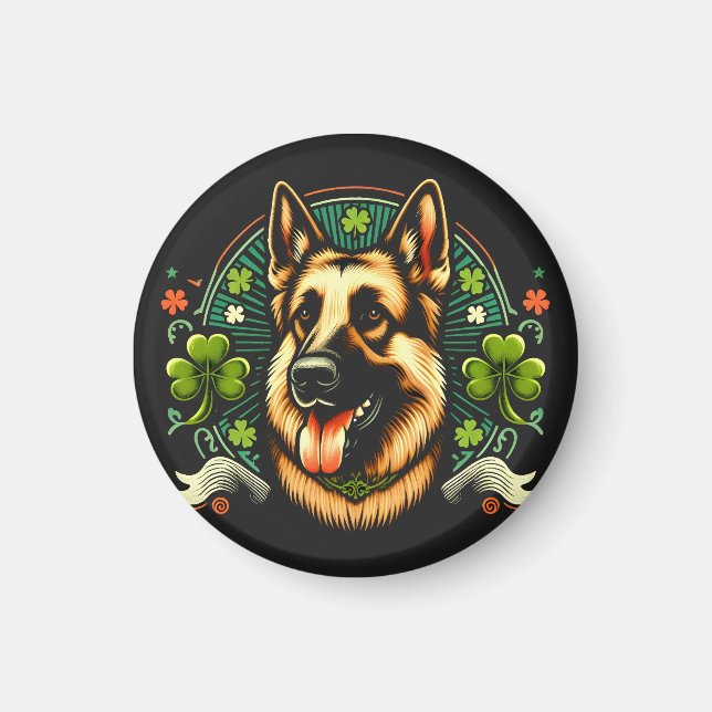 Aimant Berger allemand St Patrick's Day Berger chien cade (Devant)