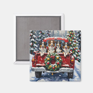 Aimant Berger Australien Noël Camion Rouge Fêtes