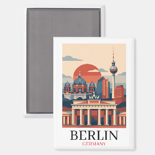 Aimant Berlin Allemagne Cité Skyline – Minimaliste Vintag