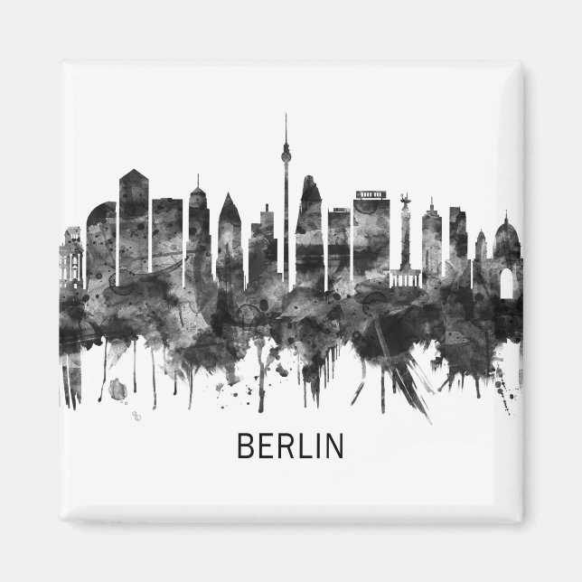 Aimant Berlin Allemagne Skyline BW (Devant)