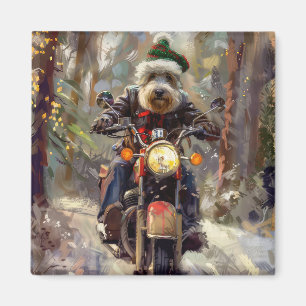 Aimant Bernedoodle Chien équitation Moto Noël