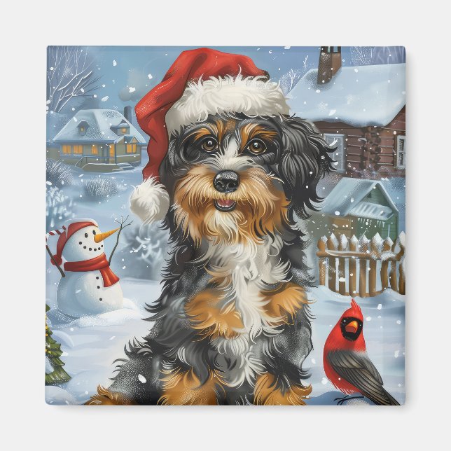 Aimant Bernedoodle Chien Winter Wonderland Noël (Devant)