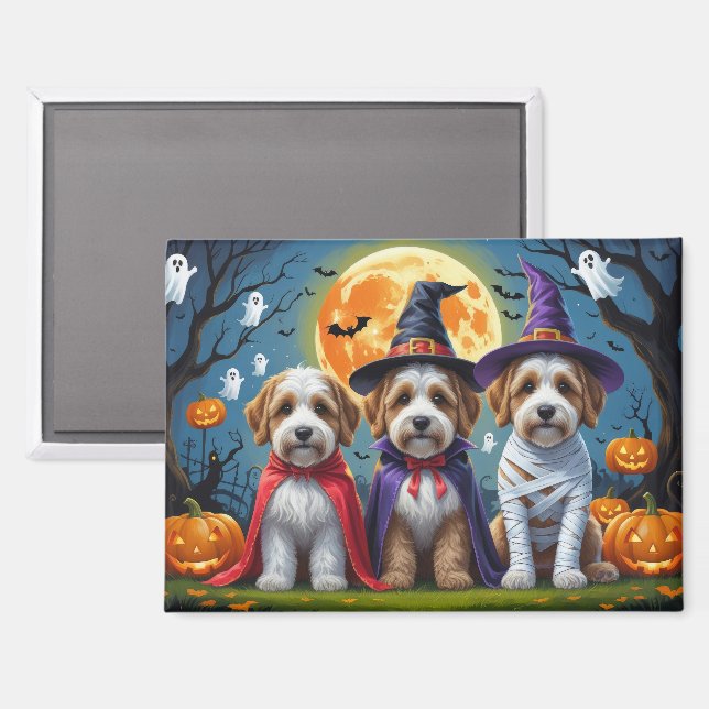 Aimant Bernedoodle Chiens Citrouille Halloween Funny (Recto/Verso)