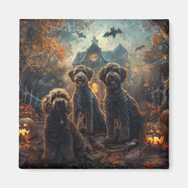 Aimant Bernedoodle Halloween nuit chien délice (Devant)