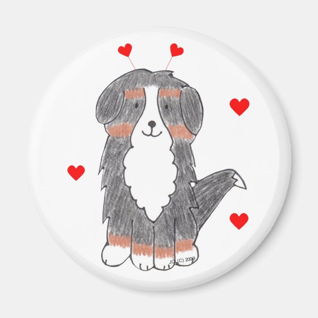 Aimant Bernese Mountain Dog Valentine Oars (Devant)